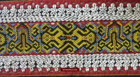 1521 SOLD Museum Quality Antique Iban Wedding Skirt Beaded Band Kain Lekok with Rare Motif