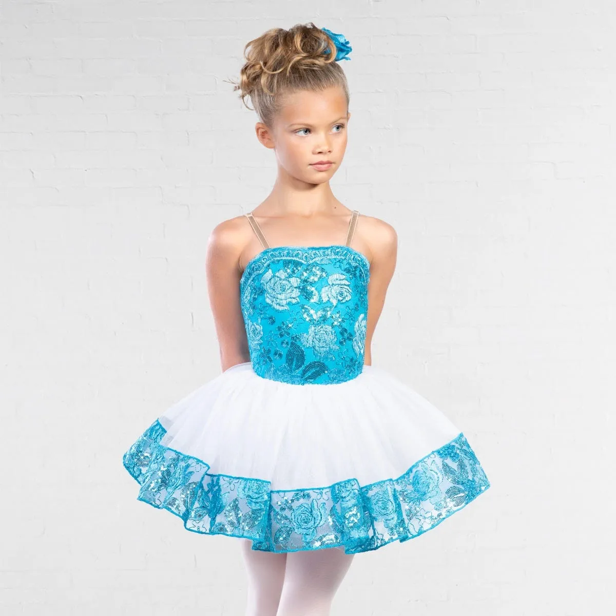 1st Position Sequin Lace Bodice with Matching Trim Tutu Skirt