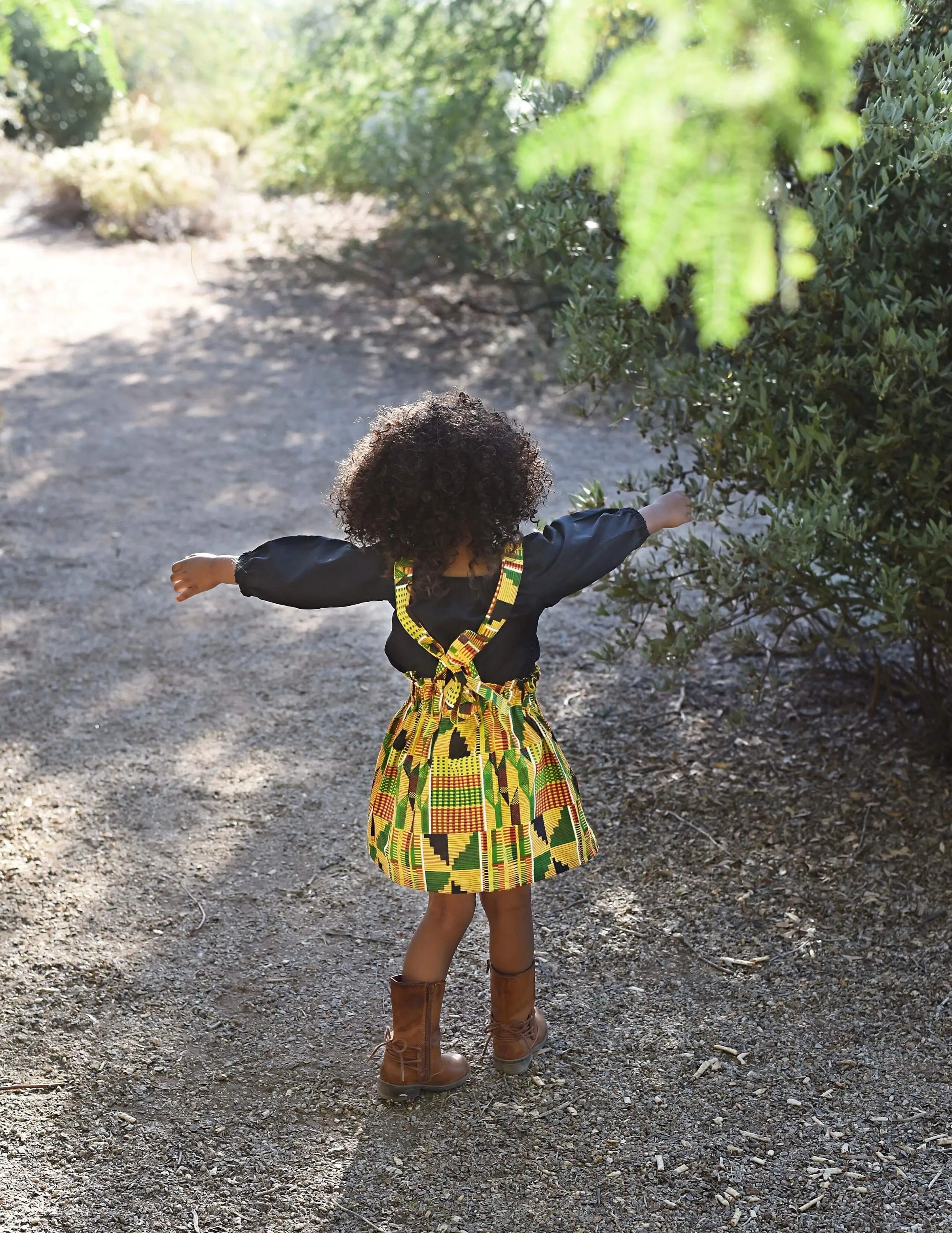 3pc Kente Suspender Skirt with Top and Hair Bow