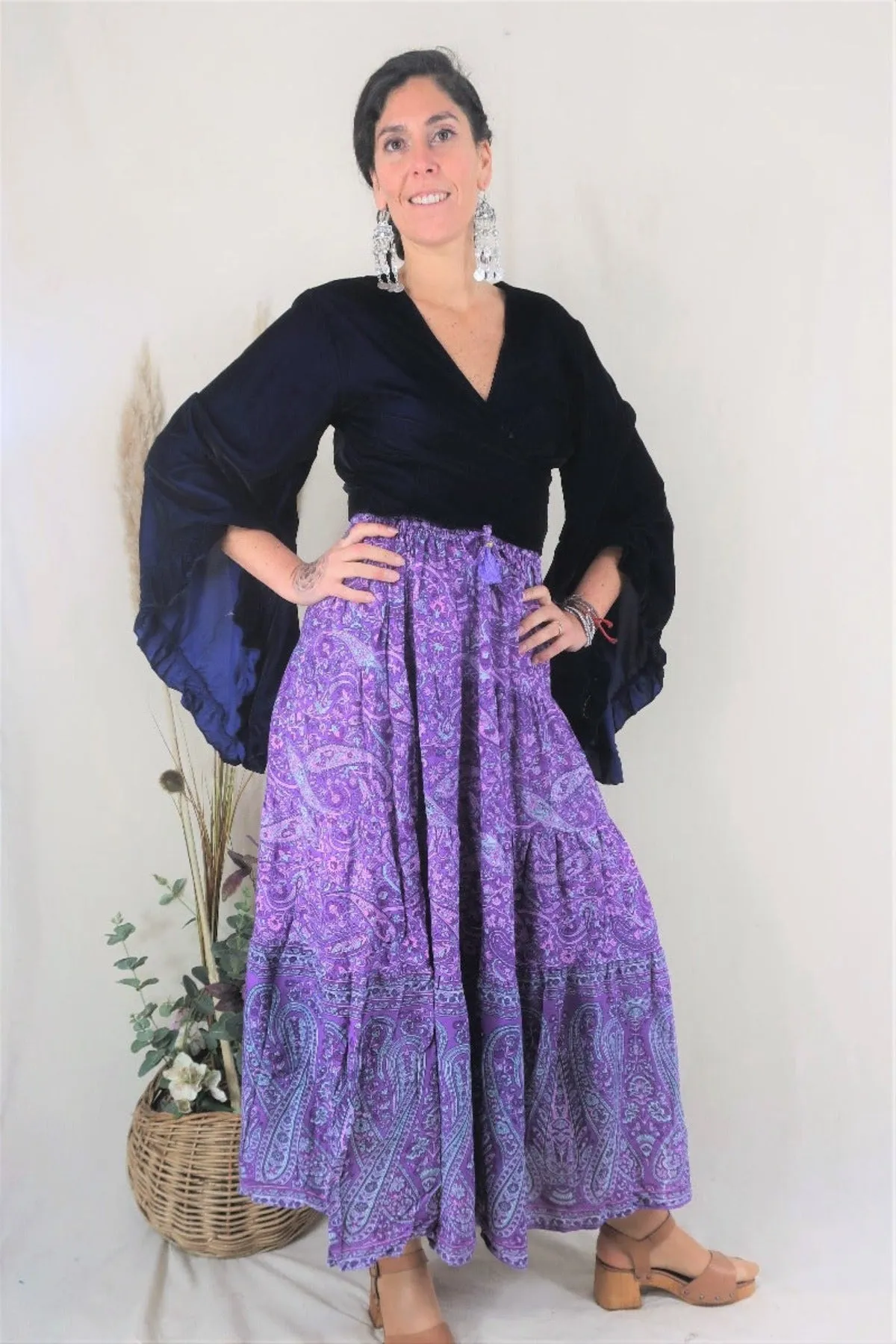 50% OFF Florence Prairie Skirt in Orchid Purple Paisley - Free Size