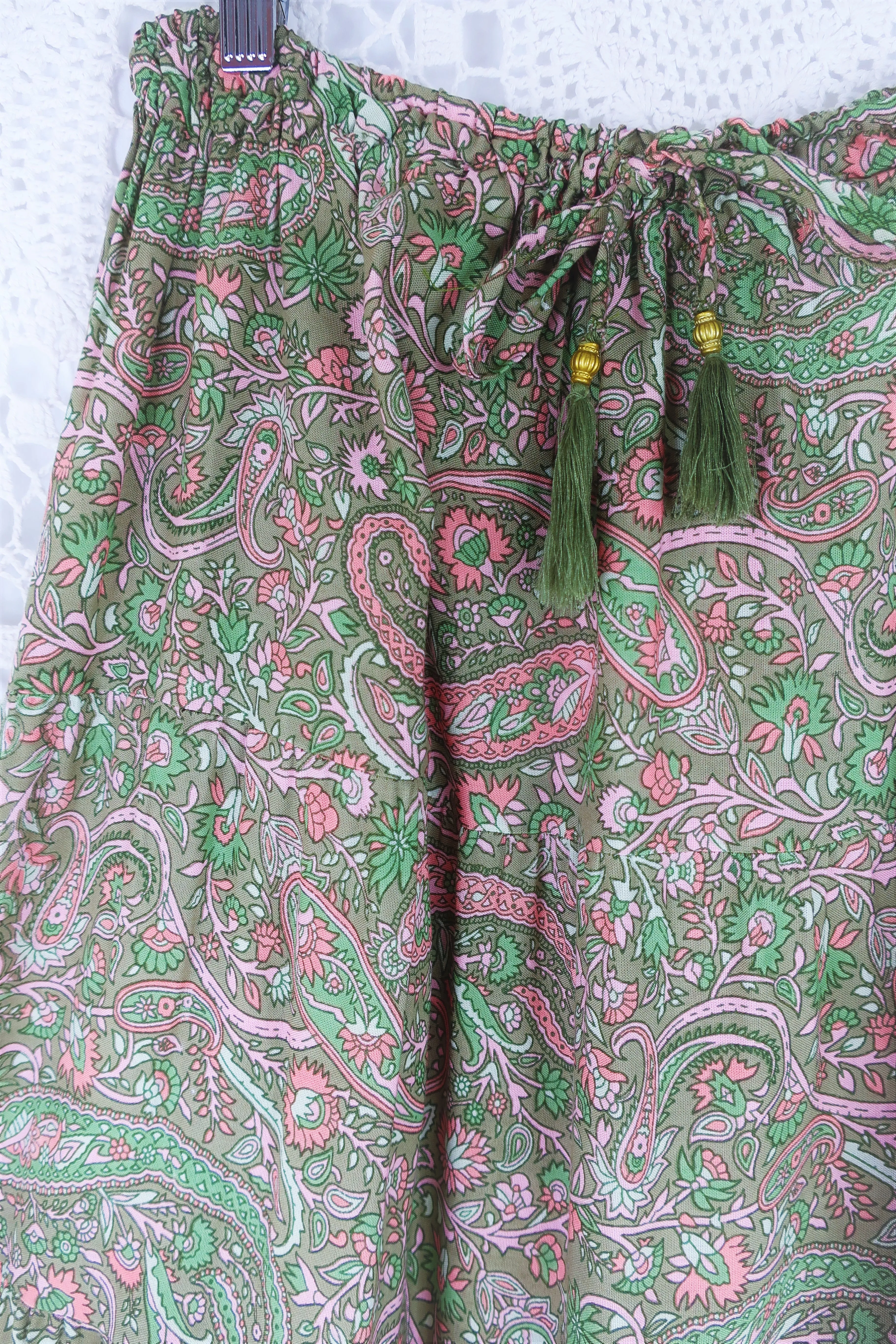 50% OFF Florence Prairie Skirt in Sage & Blush Paisley - Free Size