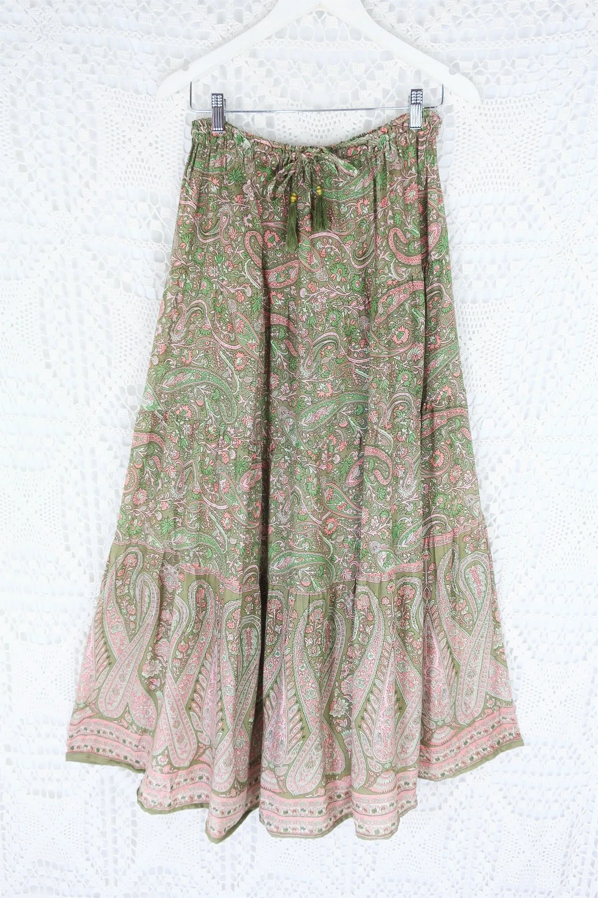 50% OFF Florence Prairie Skirt in Sage & Blush Paisley - Free Size