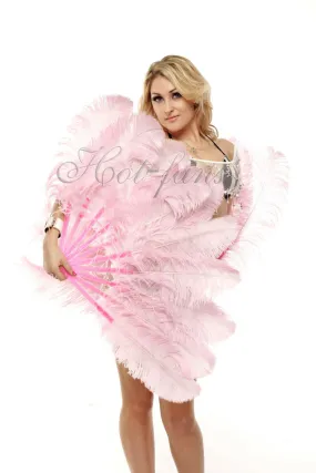 A pair Light pink Single layer Feather fan 24"x 41"