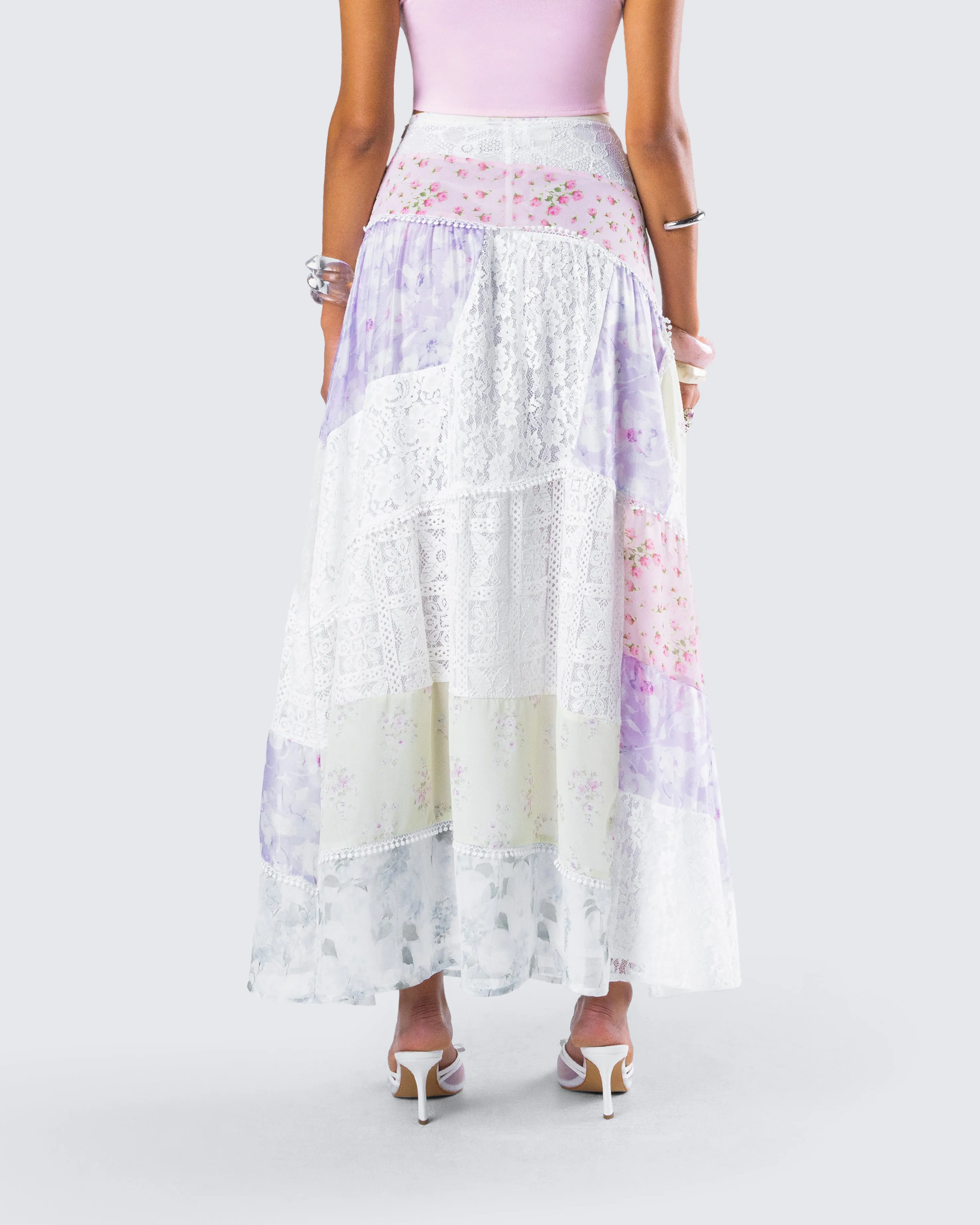 Abby Multi Floral Print Maxi Skirt