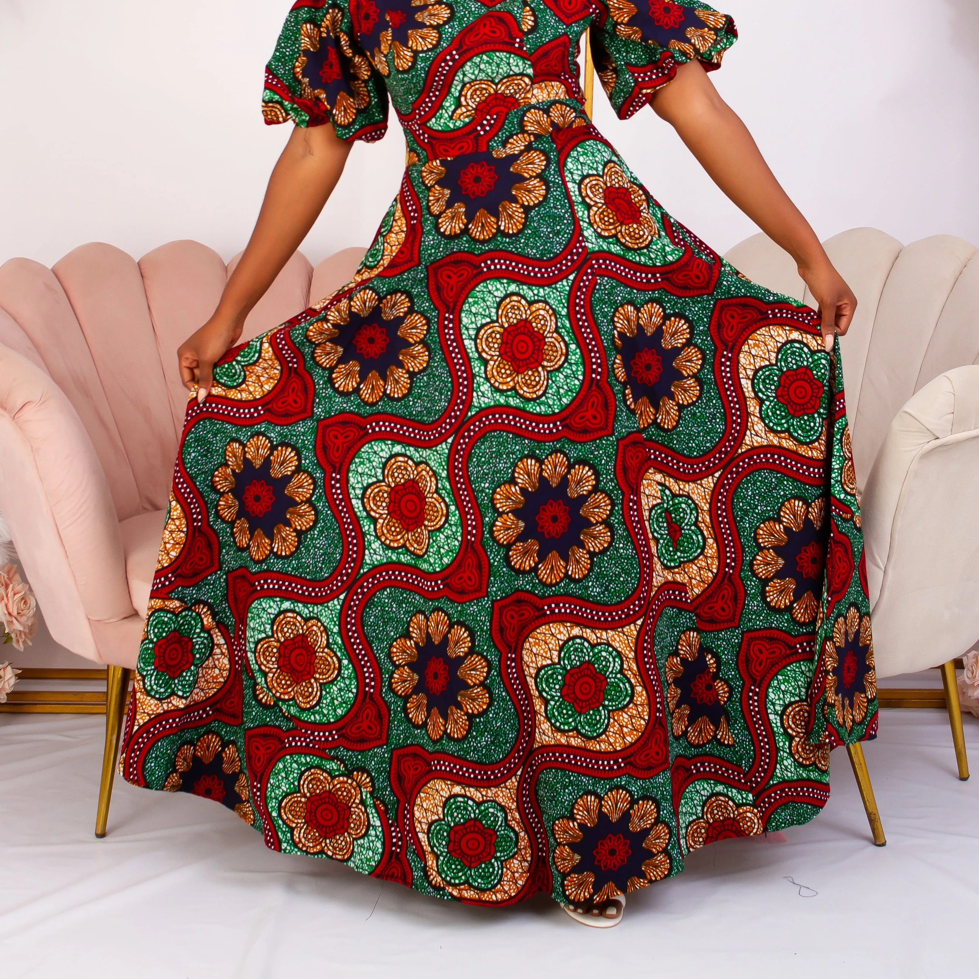 African Print Flared High waist Maxi Skirt - Nwadi