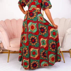 African Print Flared High waist Maxi Skirt - Nwadi