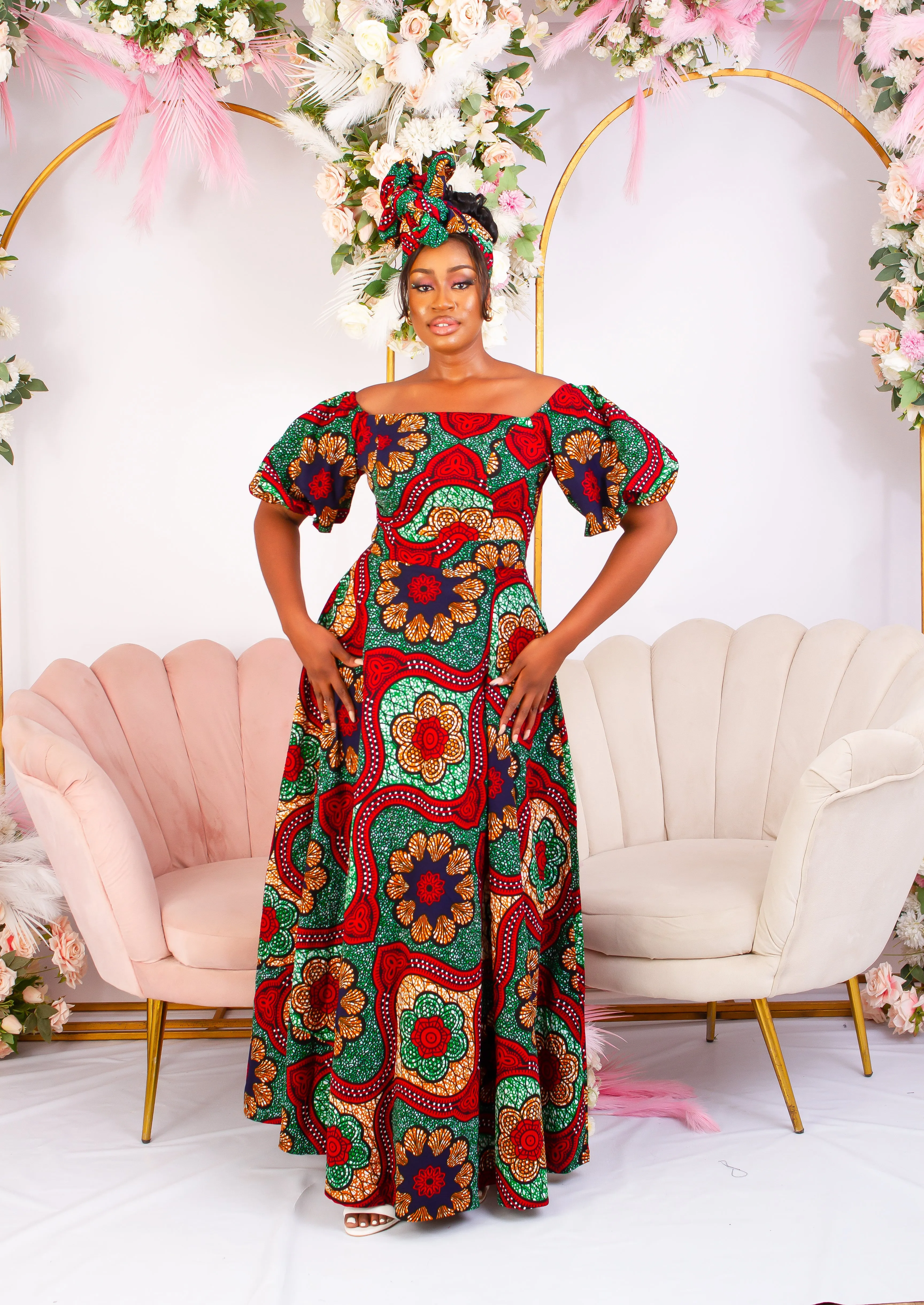 African Print Flared High waist Maxi Skirt - Nwadi