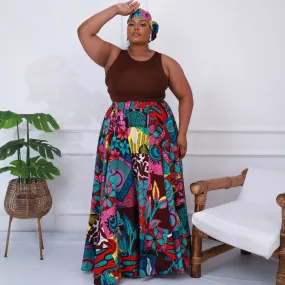 African Print Patchwork Maxi Skirt - Ofure