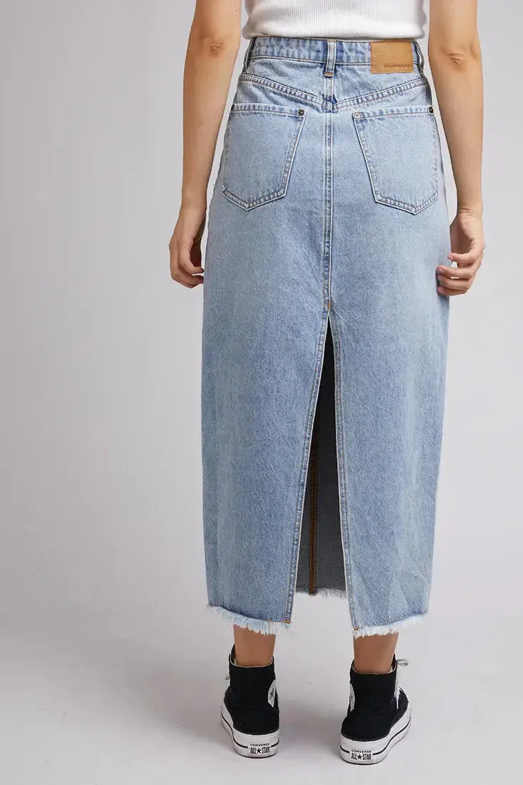 ALL ABOUT EVE Ray denim maxi skirt - Light blue