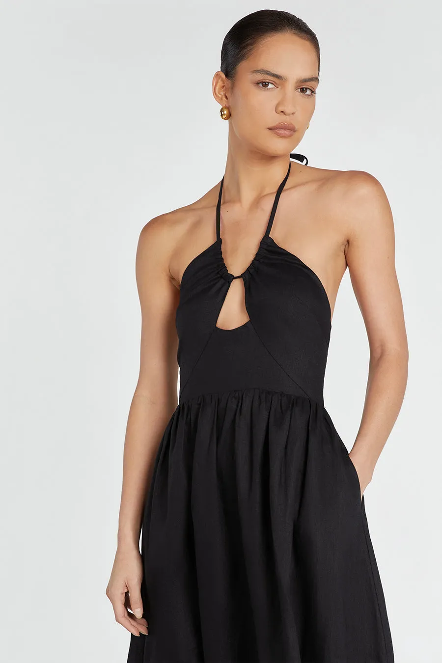 ALYSSA BLACK LINEN MAXI DRESS