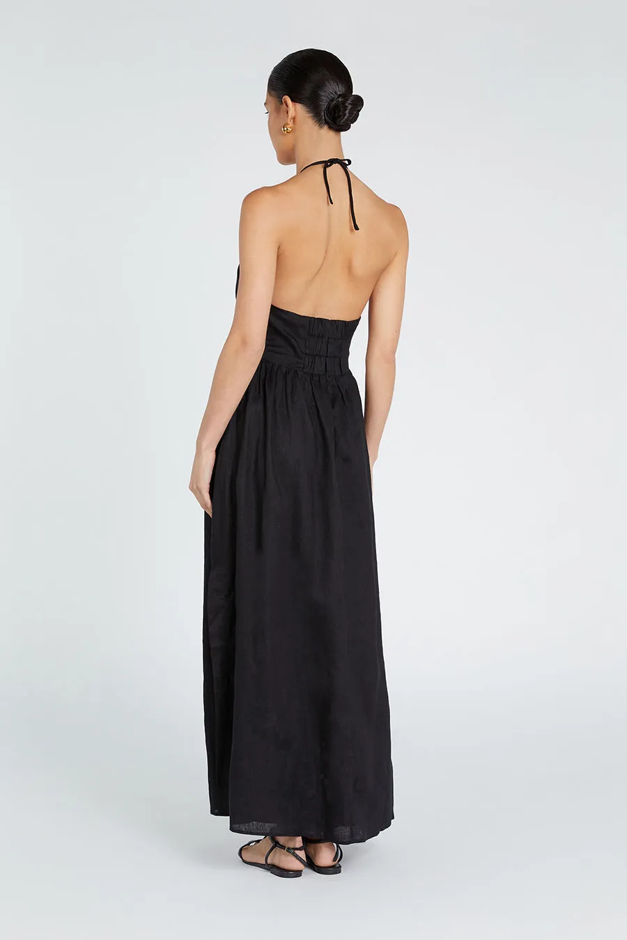 ALYSSA BLACK LINEN MAXI DRESS