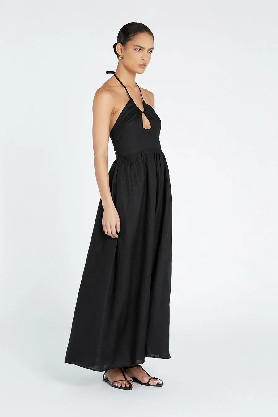 ALYSSA BLACK LINEN MAXI DRESS