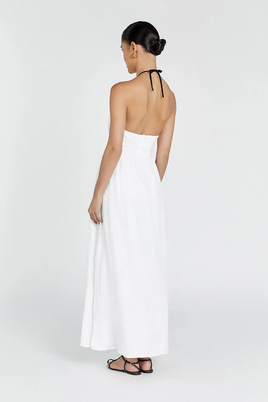 ALYSSA WHITE LINEN MAXI DRESS