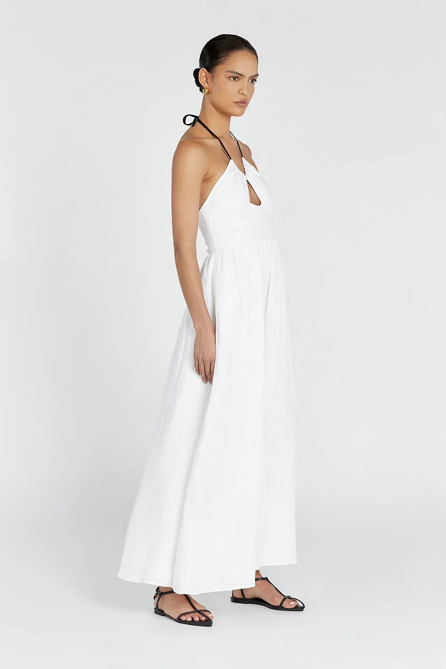 ALYSSA WHITE LINEN MAXI DRESS