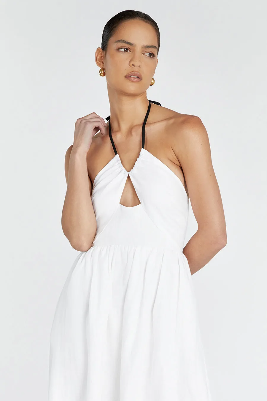 ALYSSA WHITE LINEN MAXI DRESS