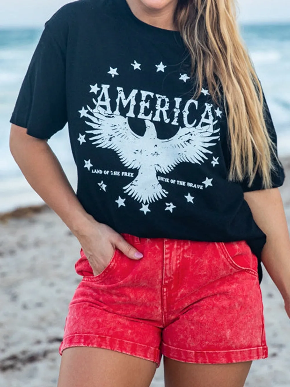 American Eagle Star Graphic Tee in Black