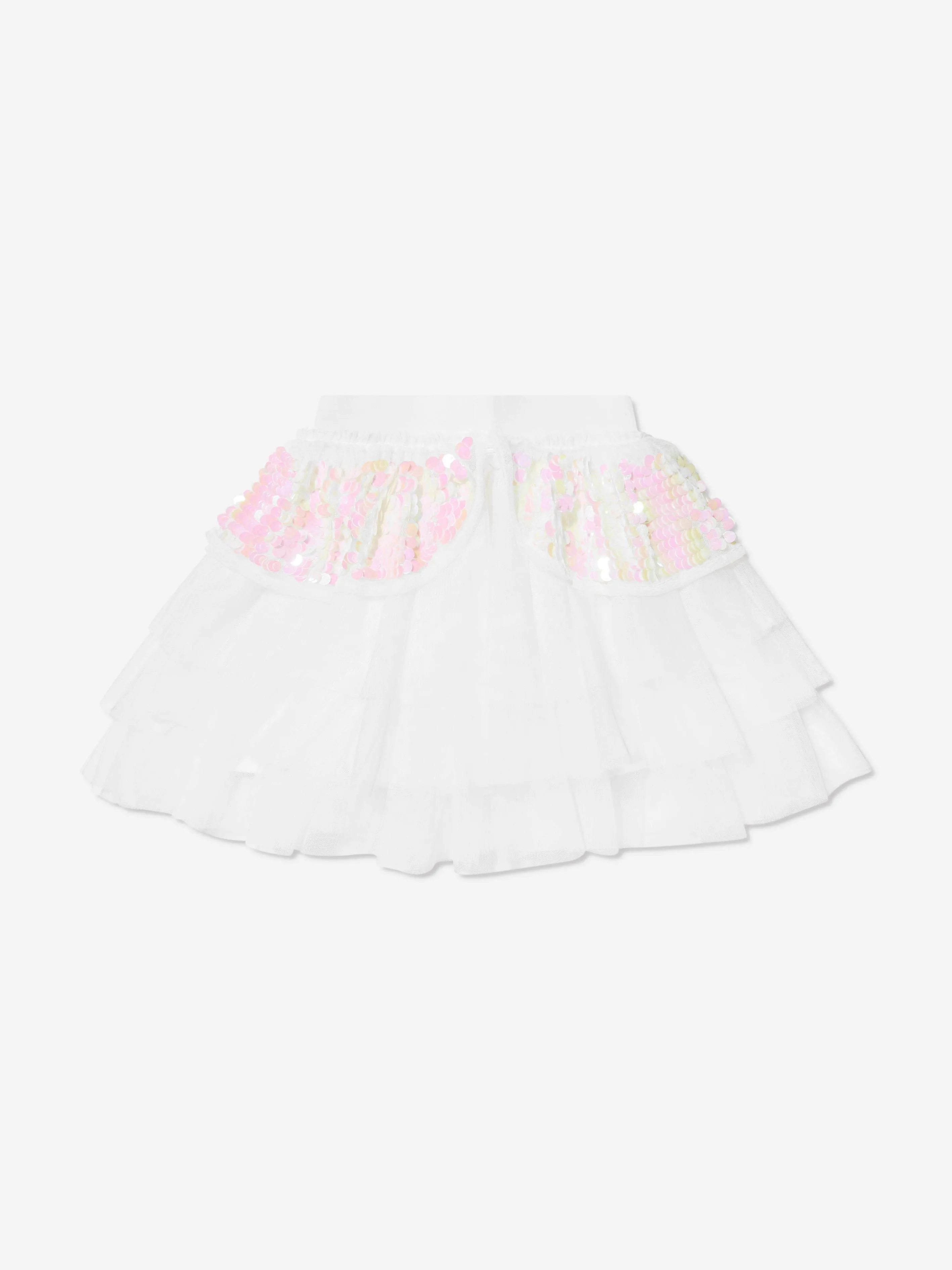 Angels Face Girls Ziggy Sequin Tutu Skirt in White