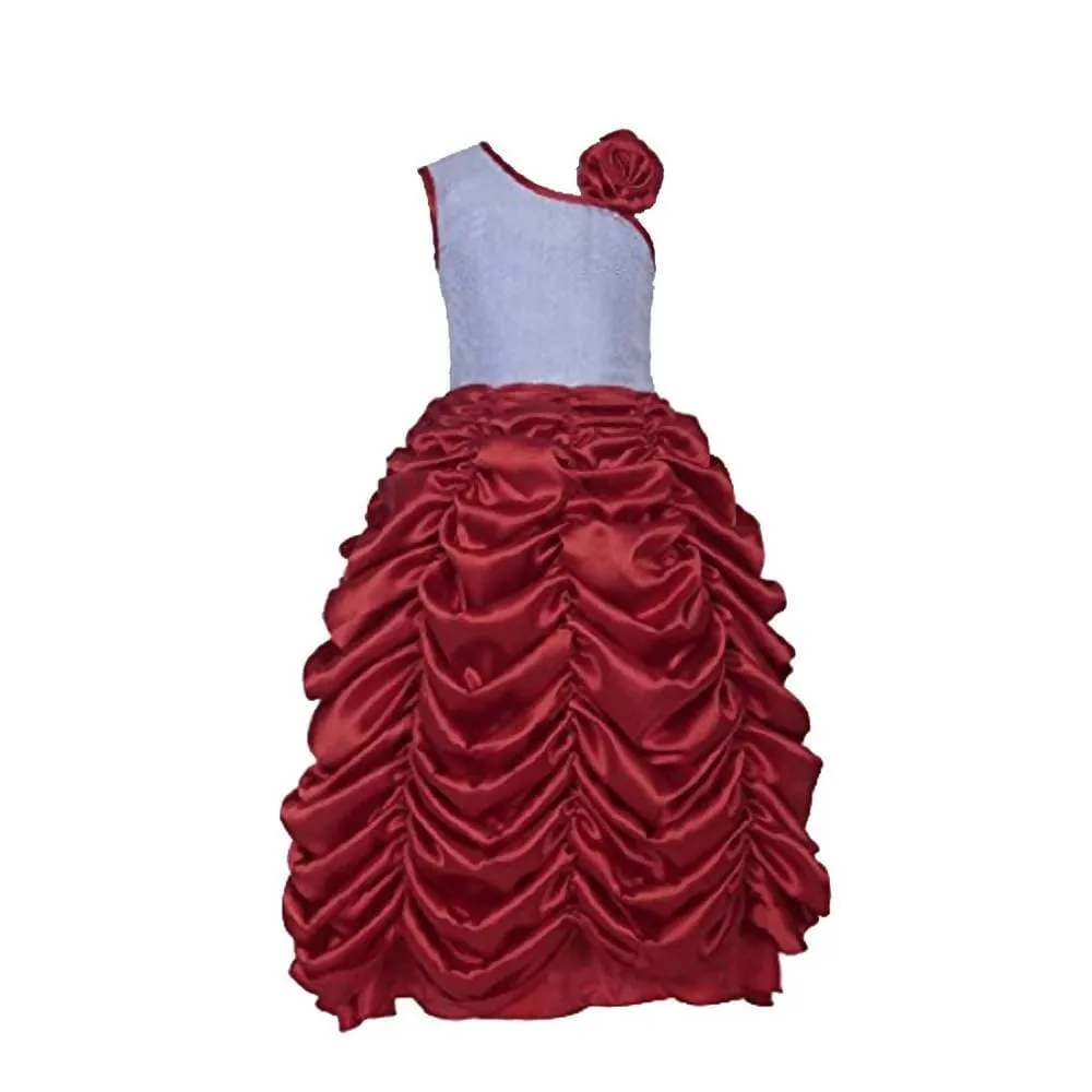 Asmaani Baby Girl Maroon Red Full Length Dress (AS-DRESS-22033)