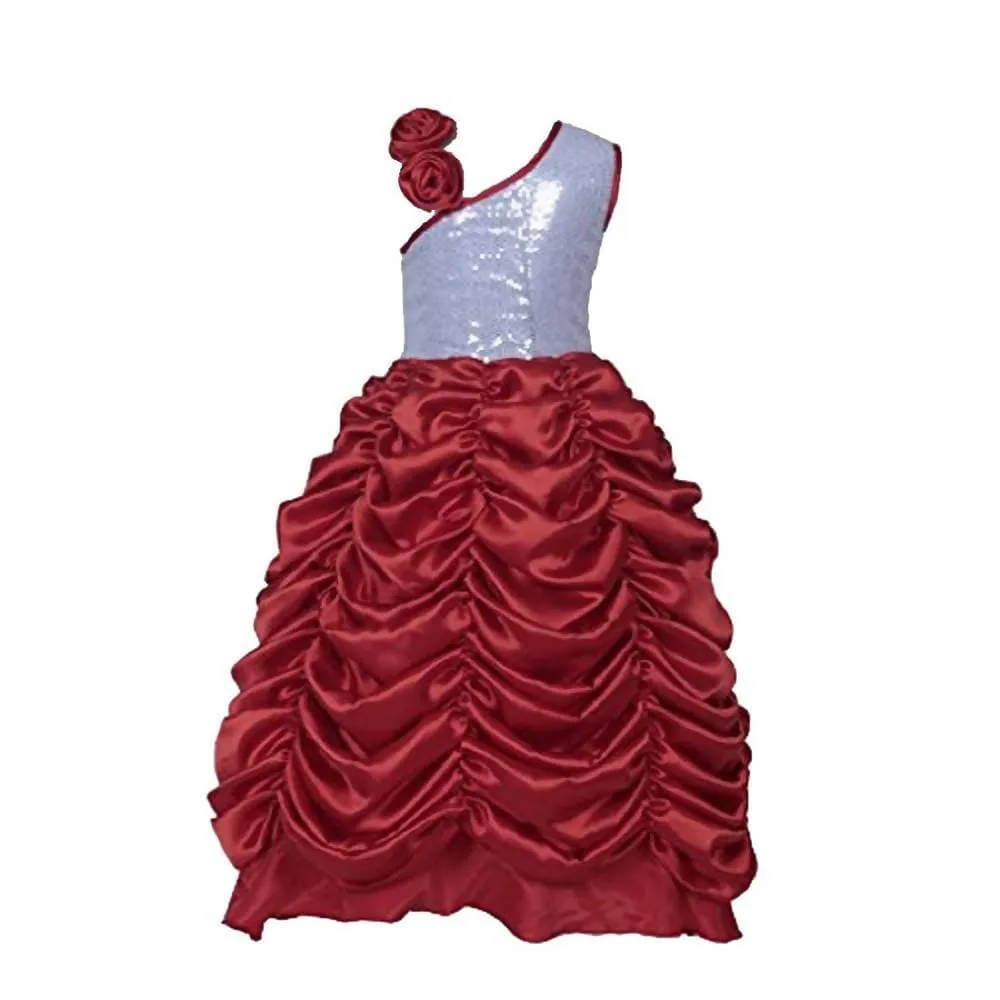 Asmaani Baby Girl Maroon Red Full Length Dress (AS-DRESS-22033)