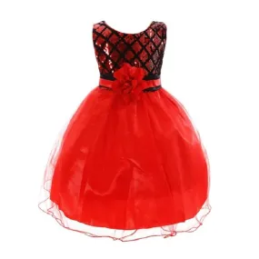 Asmaani Baby Girl's Black & Red Colour Satin A-Line Maxi Full Length Dress (AS-DRESS-22082)