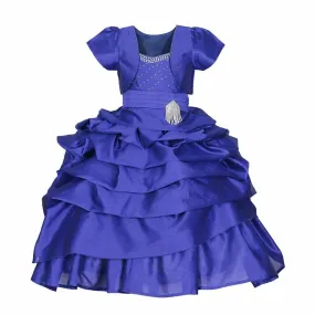 Asmaani Baby Girl's Blue Colour Satin A-Line Maxi Full Length Dress (AS-DRESS-22119)