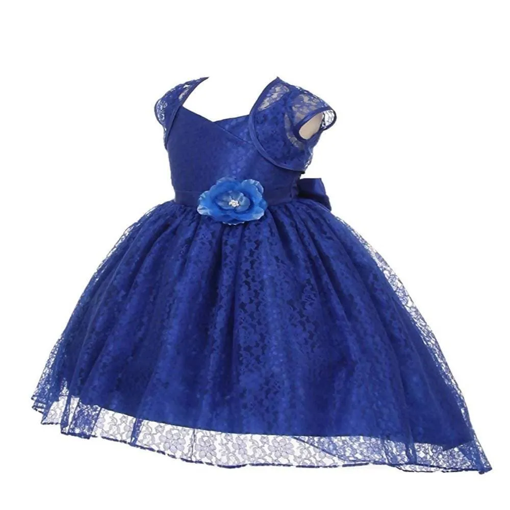 Asmaani Baby Girl's Blue Colour Satin A-Line Maxi Full Length Dress (AS-DRESS-22159)