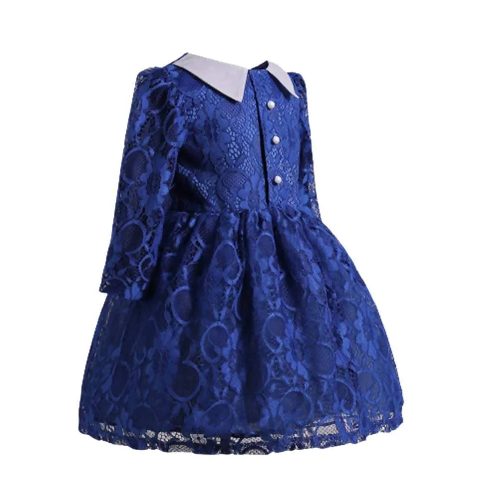 Asmaani Baby Girl's Blue Colour Satin A-Line Maxi Full Length Dress (AS-DRESS-22199)