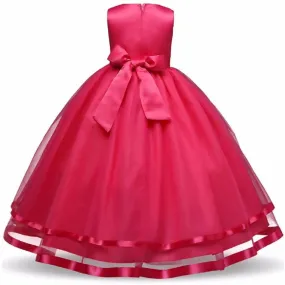 Asmaani Baby Girl's Dark Pink Full Length Dress (AS-DRESS-22065)