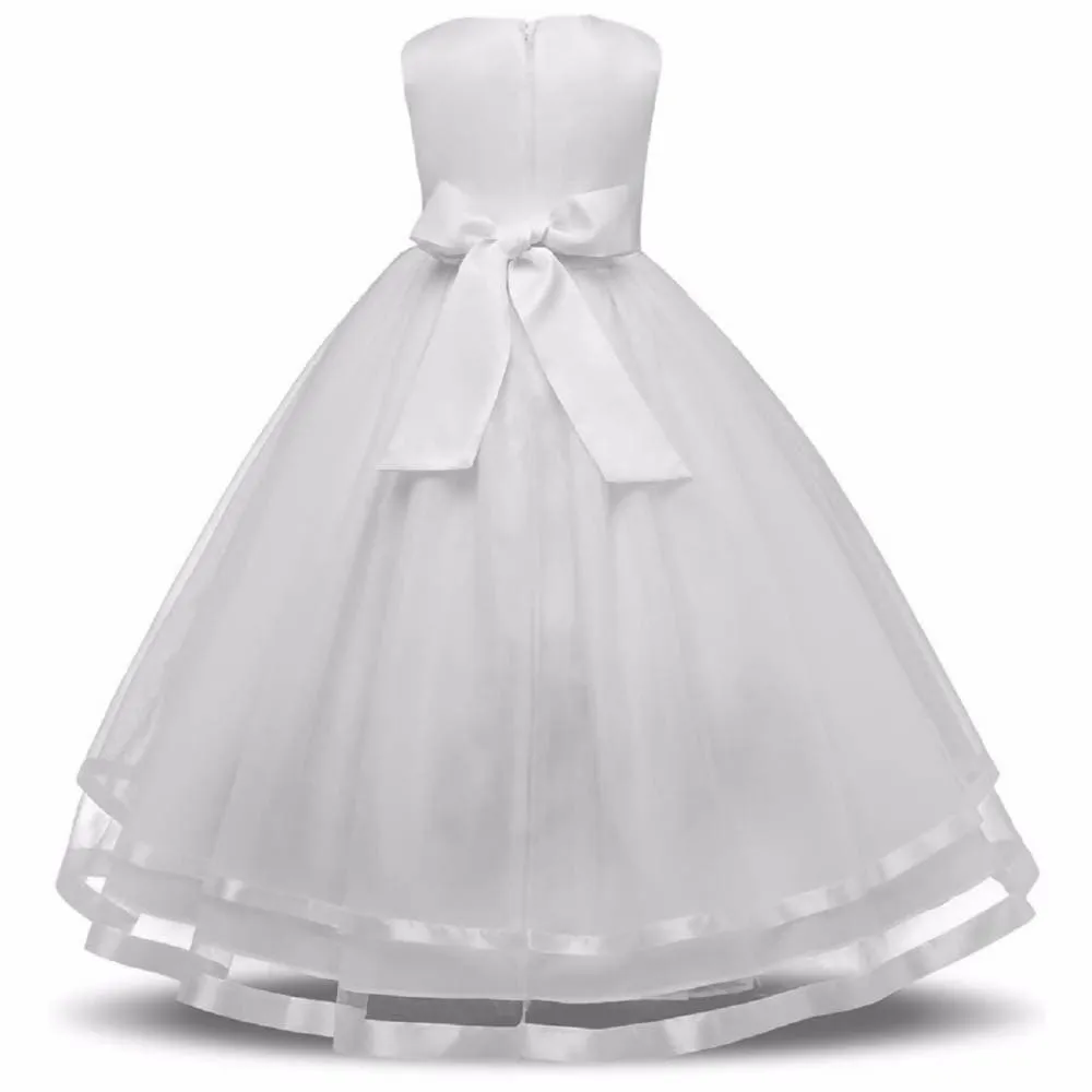 Asmaani Baby Girl's Full White Satin Full Length Dress (AS-DRESS-22064)