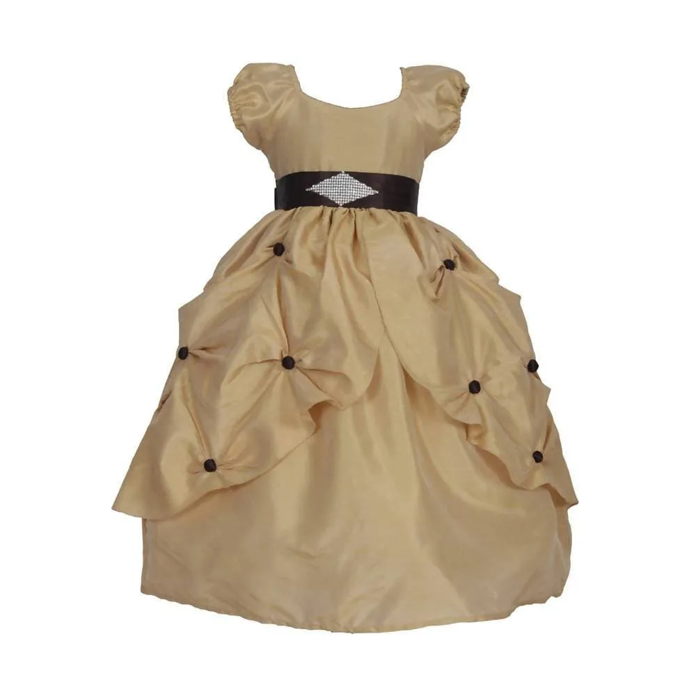 Asmaani Baby Girl's Gold Color Dress (AS-DRESS-22028)