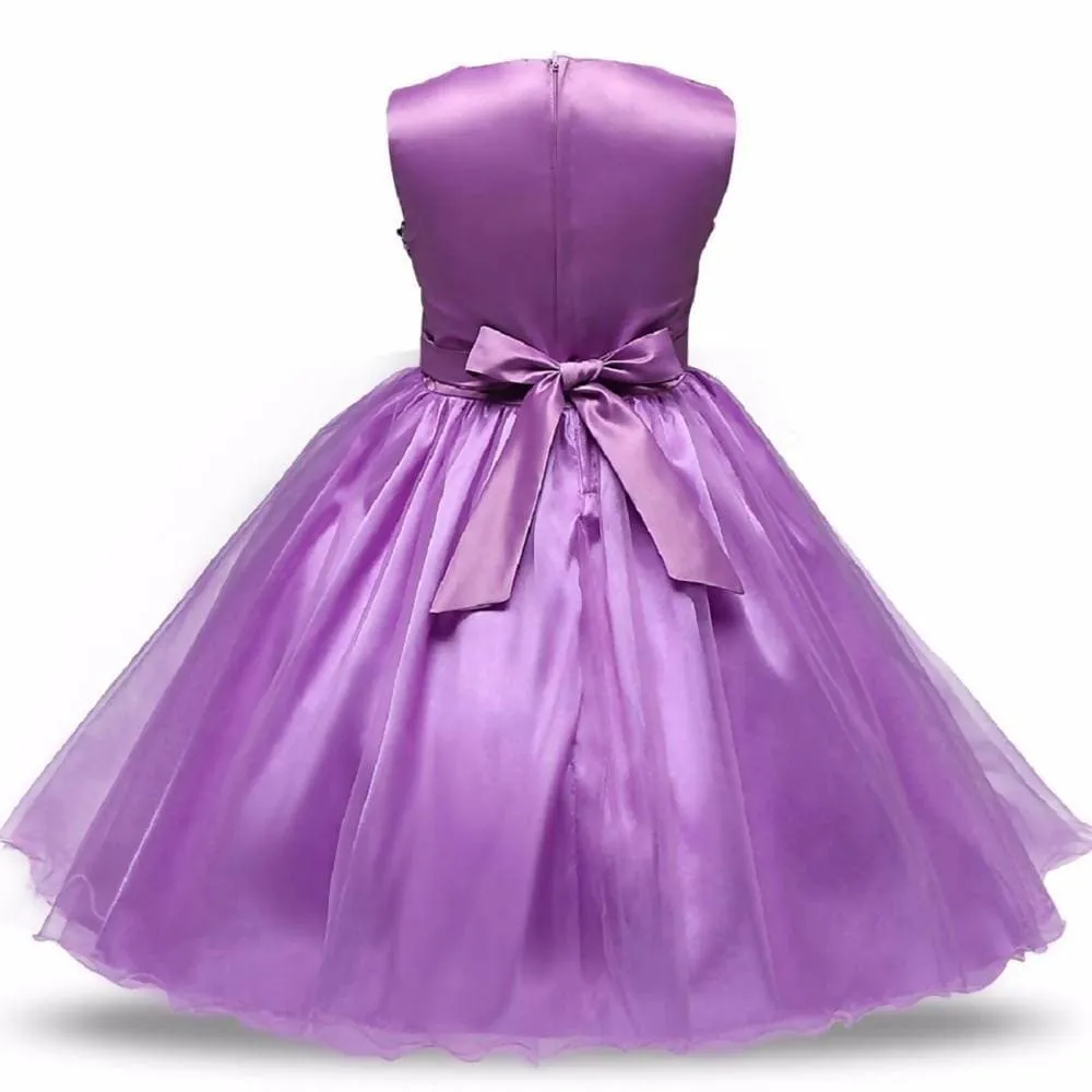 Asmaani Baby Girl's Lavender Color Satin A-Line Maxi Full Length Dress (AS-DRESS-22047)