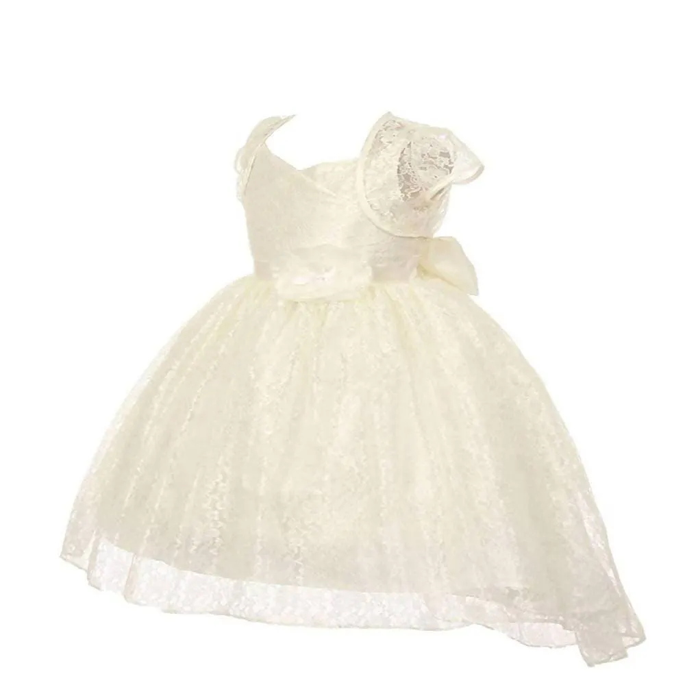 Asmaani Baby Girl's Off-White Colour Satin A-Line Maxi Full Length Dress (AS-DRESS-22160)