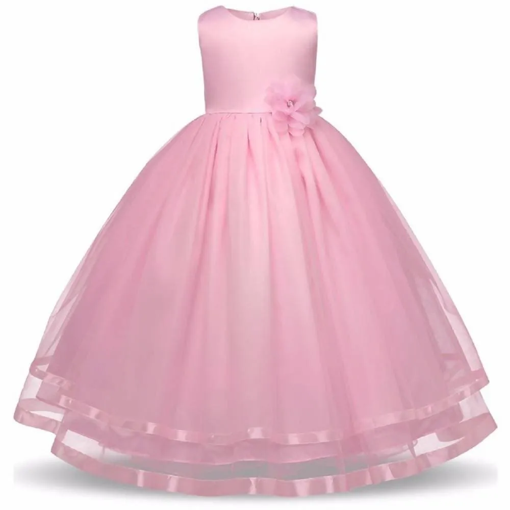 Asmaani Baby Girl's Pink Color Full Length Dress (AS-DRESS-22063)