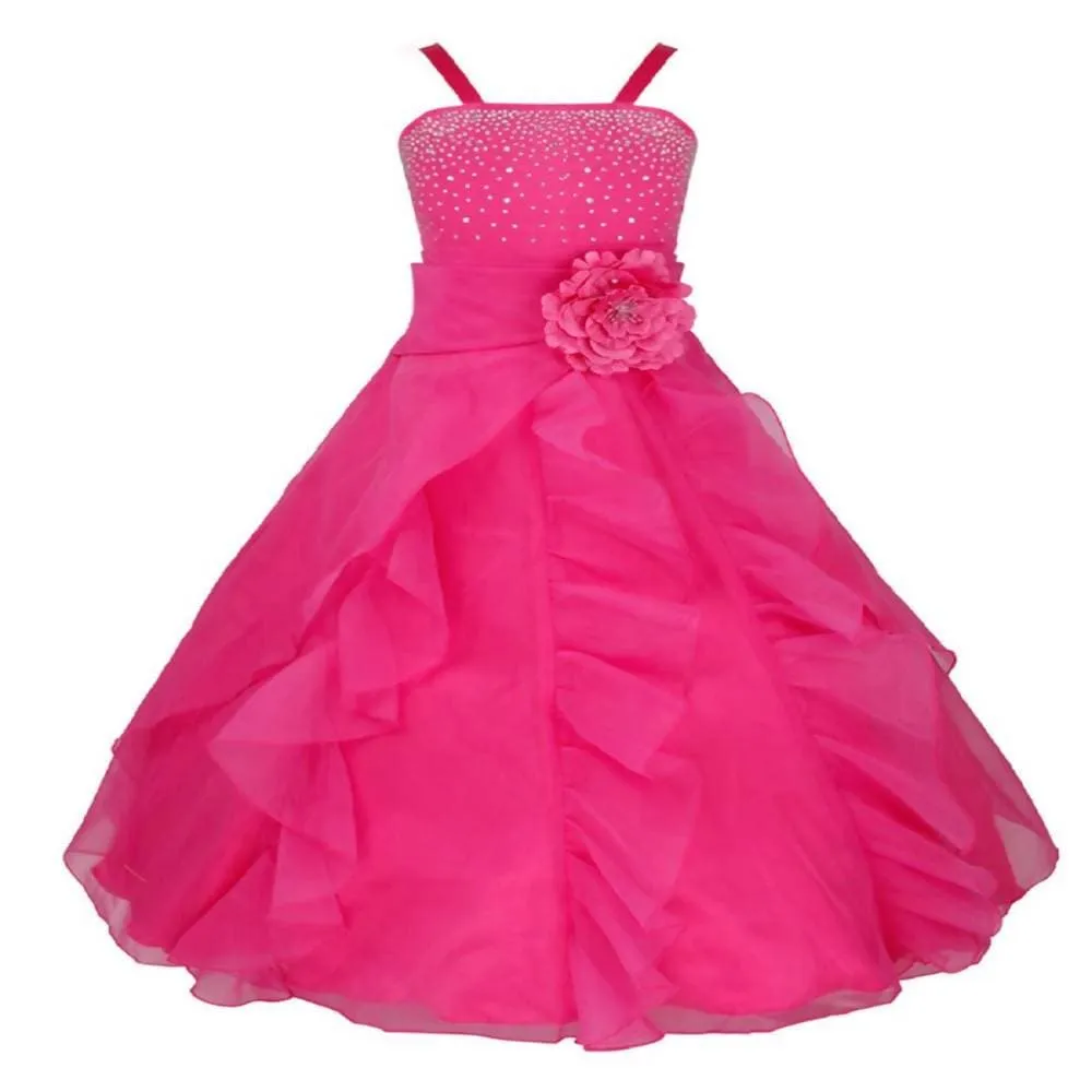 Asmaani Baby Girl's Pink Colour Satin A-Line Maxi Full Length Dress (AS-DRESS-22088)