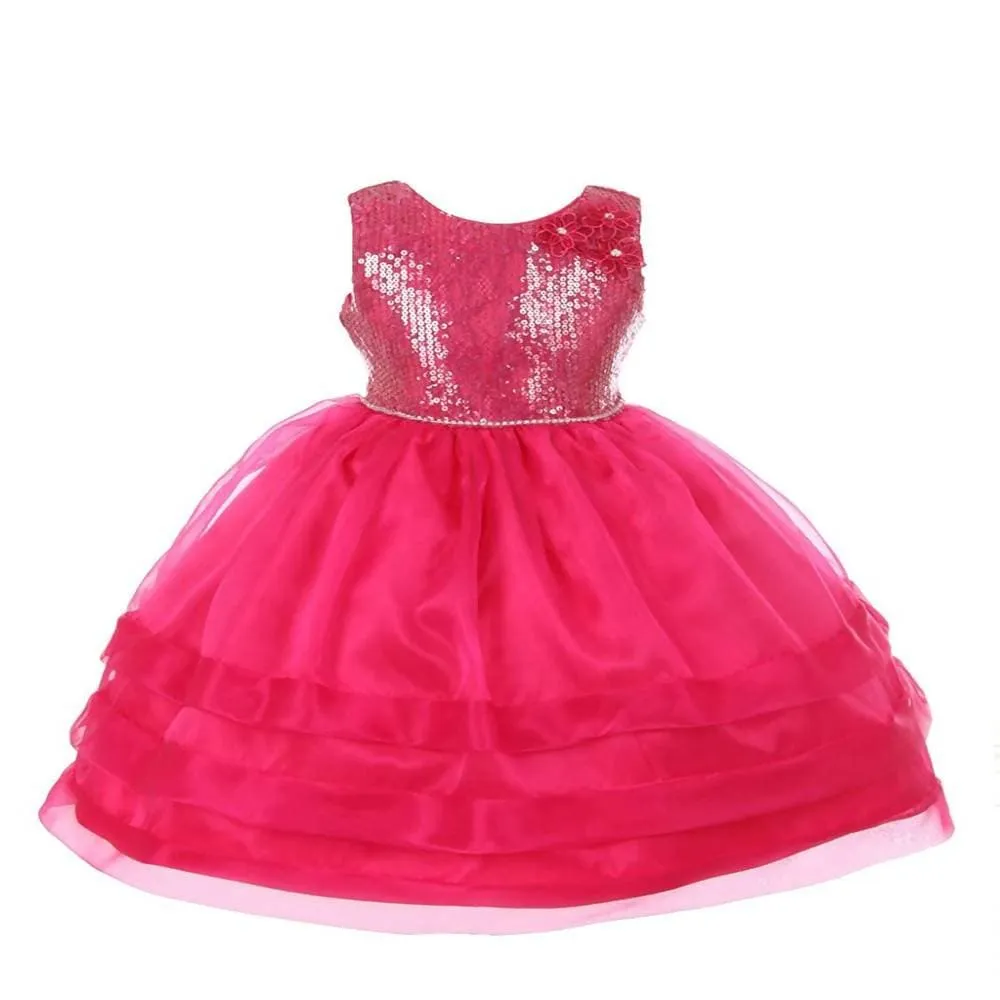 Asmaani Baby Girl's Pink Colour Satin A-Line Maxi Full Length Dress (AS-DRESS-22164)