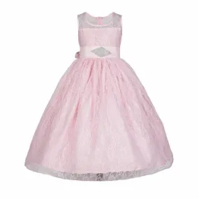 Asmaani Baby Girl's Pink Colour Satin A-Line Maxi Full Length Dress (AS-DRESS-22165)