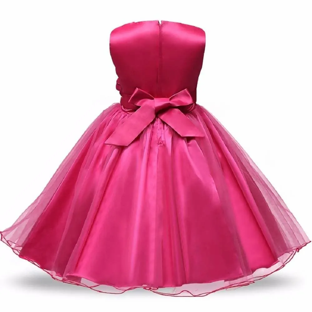 Asmaani Baby Girl's Pink Satin A-Line Maxi Full Length Dress (AS-DRESS-22042)