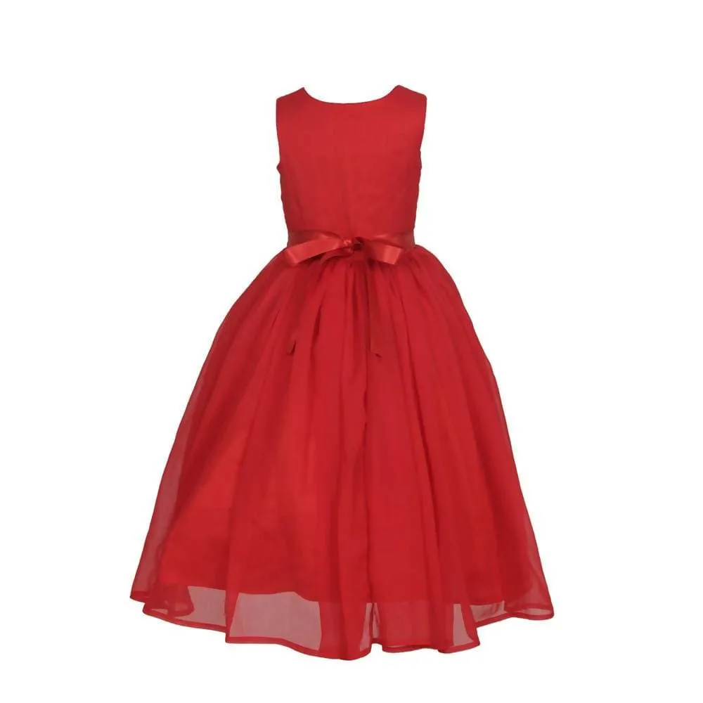 Asmaani Baby Girl's Pure Red Color Satin Frock (AS-DRESS-22019)