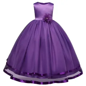 Asmaani Baby Girl's Purple-Color Satin A-Line Maxi Full Length Dress (AS-DRESS-22066