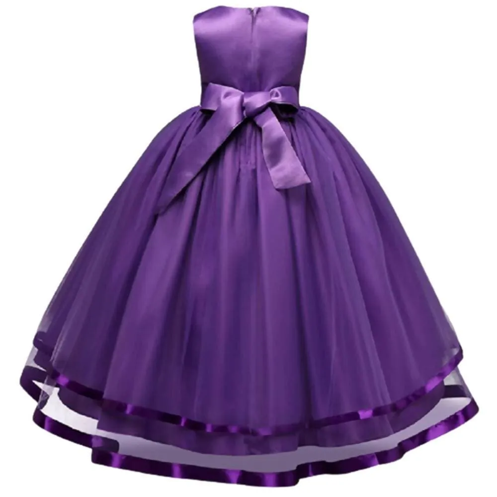 Asmaani Baby Girl's Purple-Color Satin A-Line Maxi Full Length Dress (AS-DRESS-22066