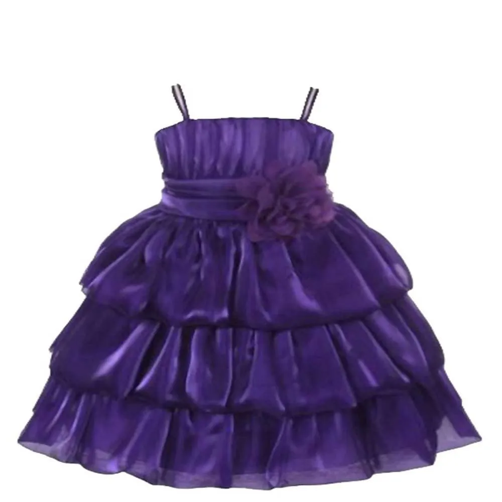 Asmaani Baby Girl's Purple Colour Satin A-Line Maxi Full Length Dress (AS-DRESS-22169)