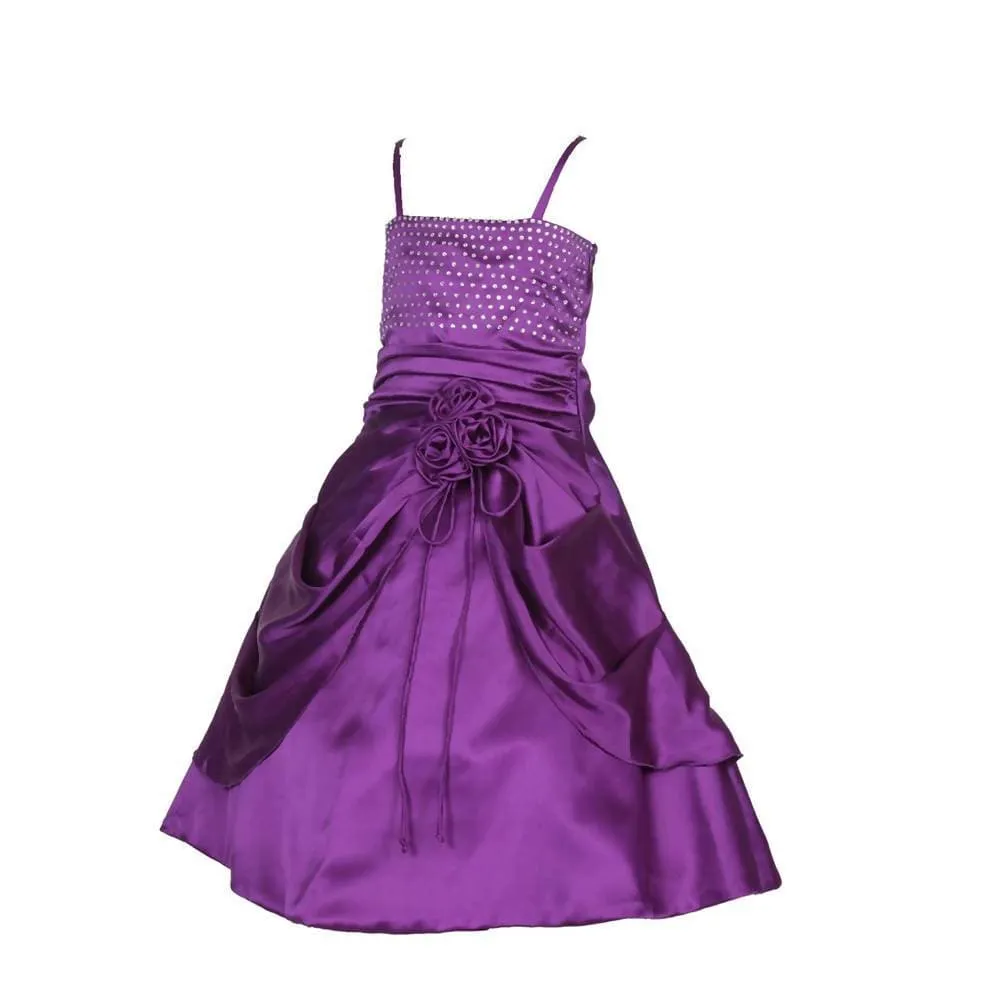 Asmaani Baby Girl's Purple Satin A-Line Maxi Full Length Dress (AS-DRESS-22020)