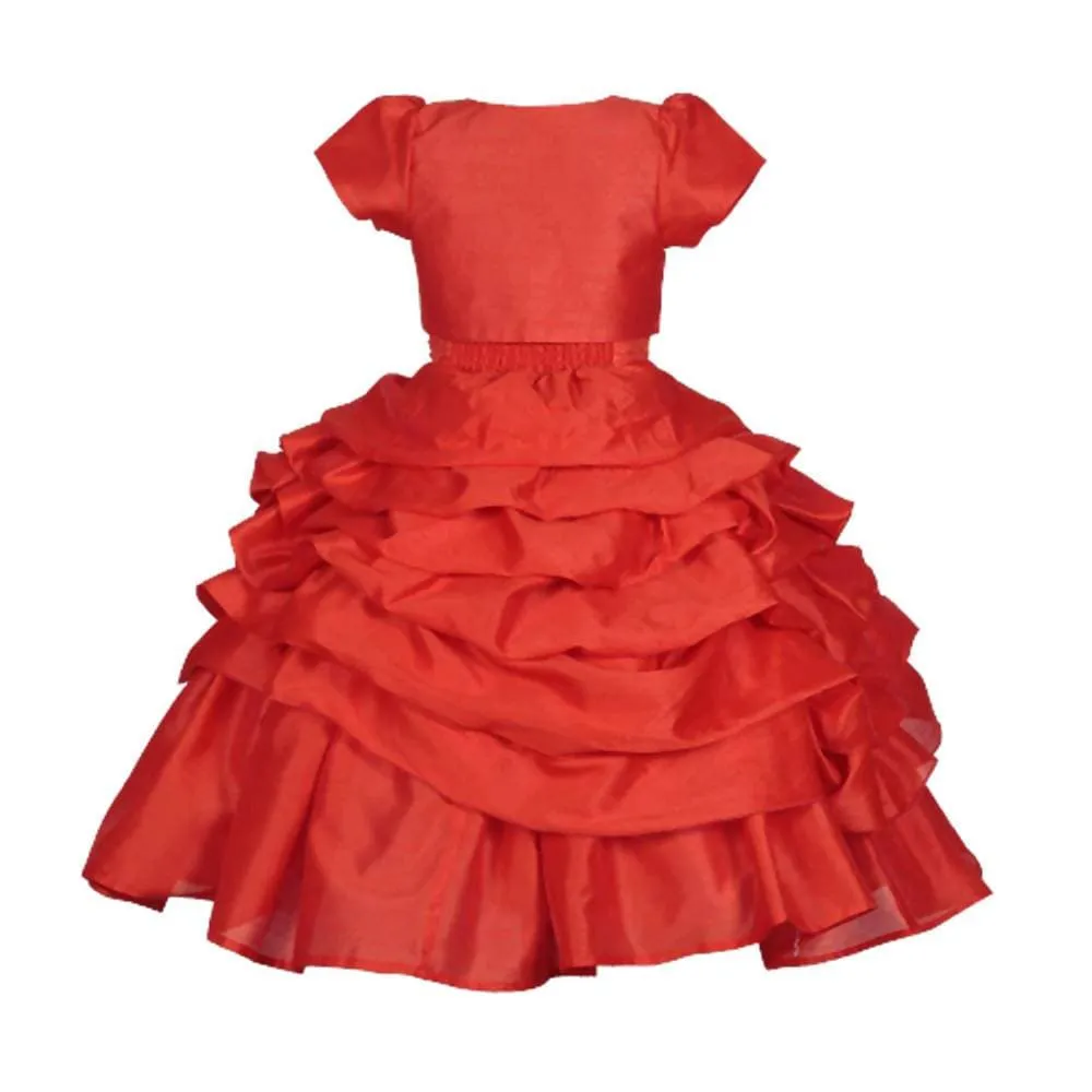 Asmaani Baby Girl's Red Colour Satin A-Line Maxi Full Length Dress (AS-DRESS-22117)