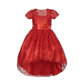 Asmaani Baby Girl's Red Colour Satin A-Line Maxi Full Length Dress (AS-DRESS-22157)