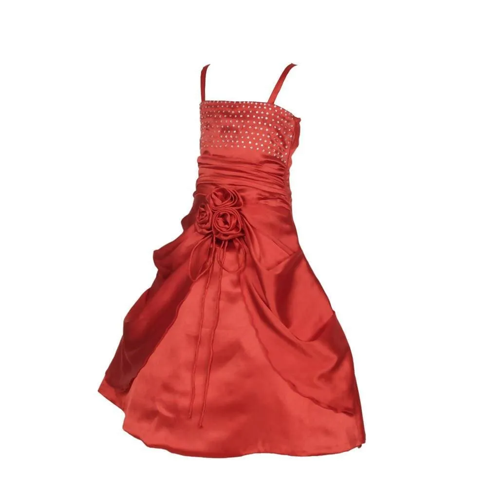 Asmaani Baby Girl's Red Modern Frock (AS-DRESS-22021)