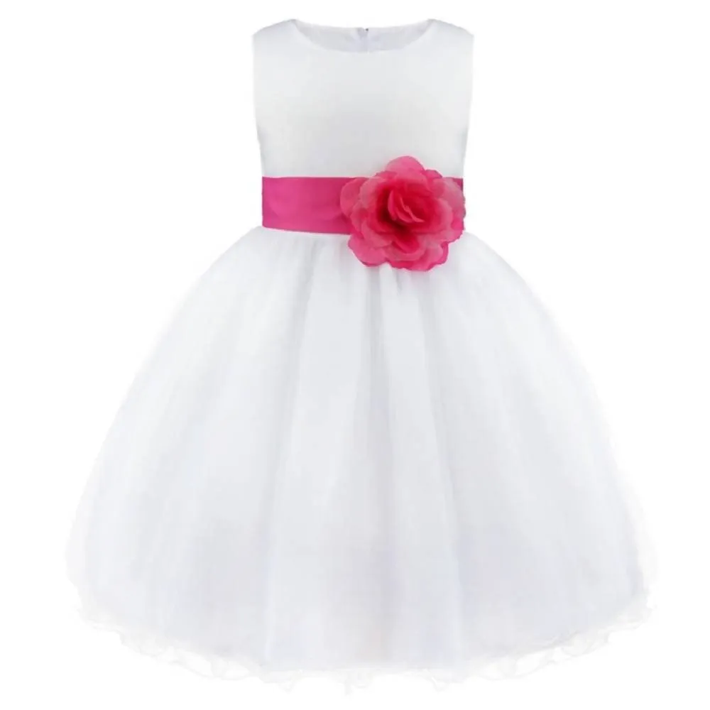 Asmaani Baby Girl's White Color Satin A-Line Maxi Full Length Dress (AS-DRESS-22056)