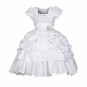 Asmaani Baby Girl's White Colour Satin A-Line Maxi Full Length Dress (AS-DRESS-22120)