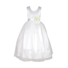 Asmaani Baby Girl's White Satin A-Line Maxi Full Length Dress (AS-DRESS_22001)