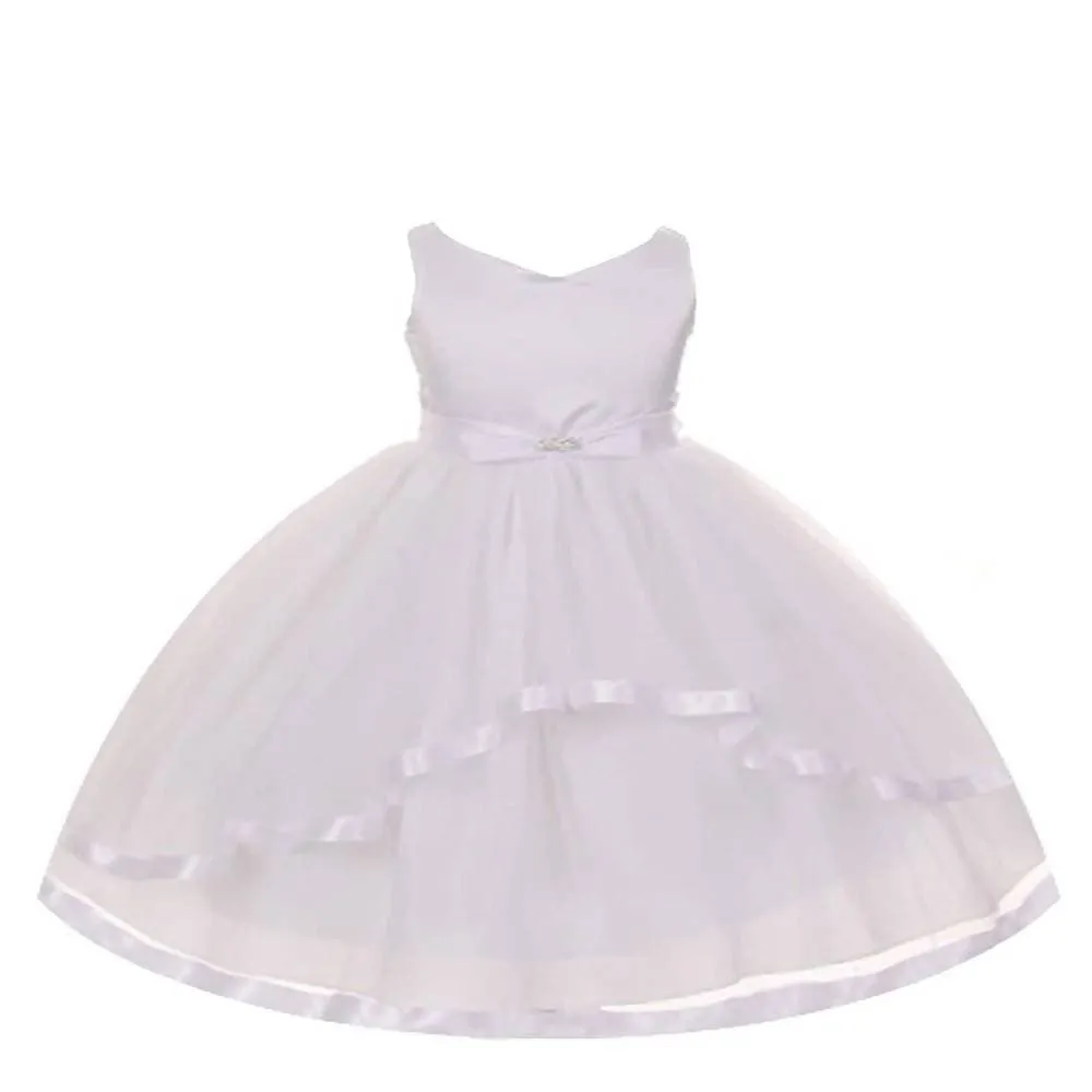 Asmaani Baby Girl's White Satin A-Line Maxi Full Length Dress (AS-DRESS_22163)