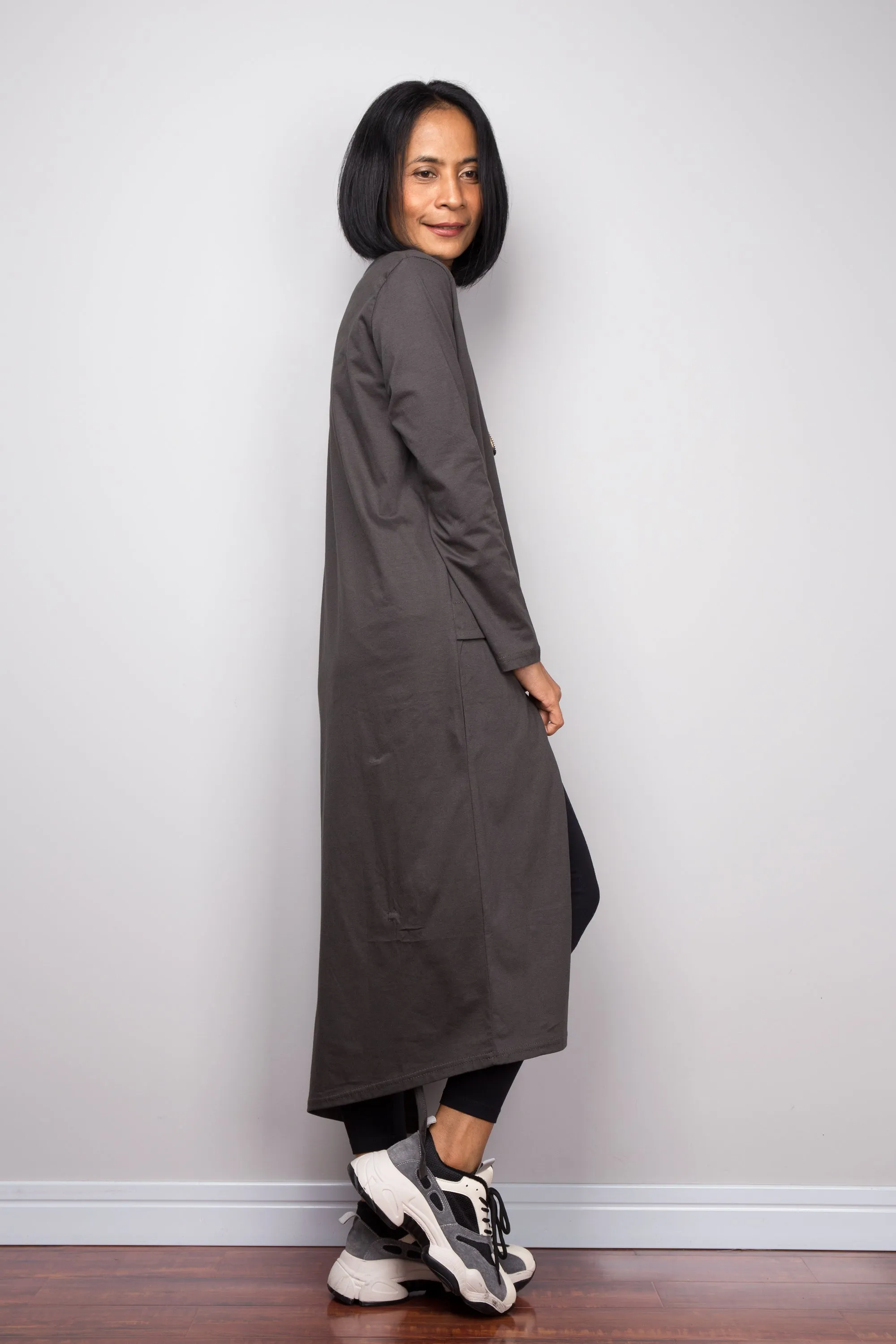 Asymmetrical grey tunic dress